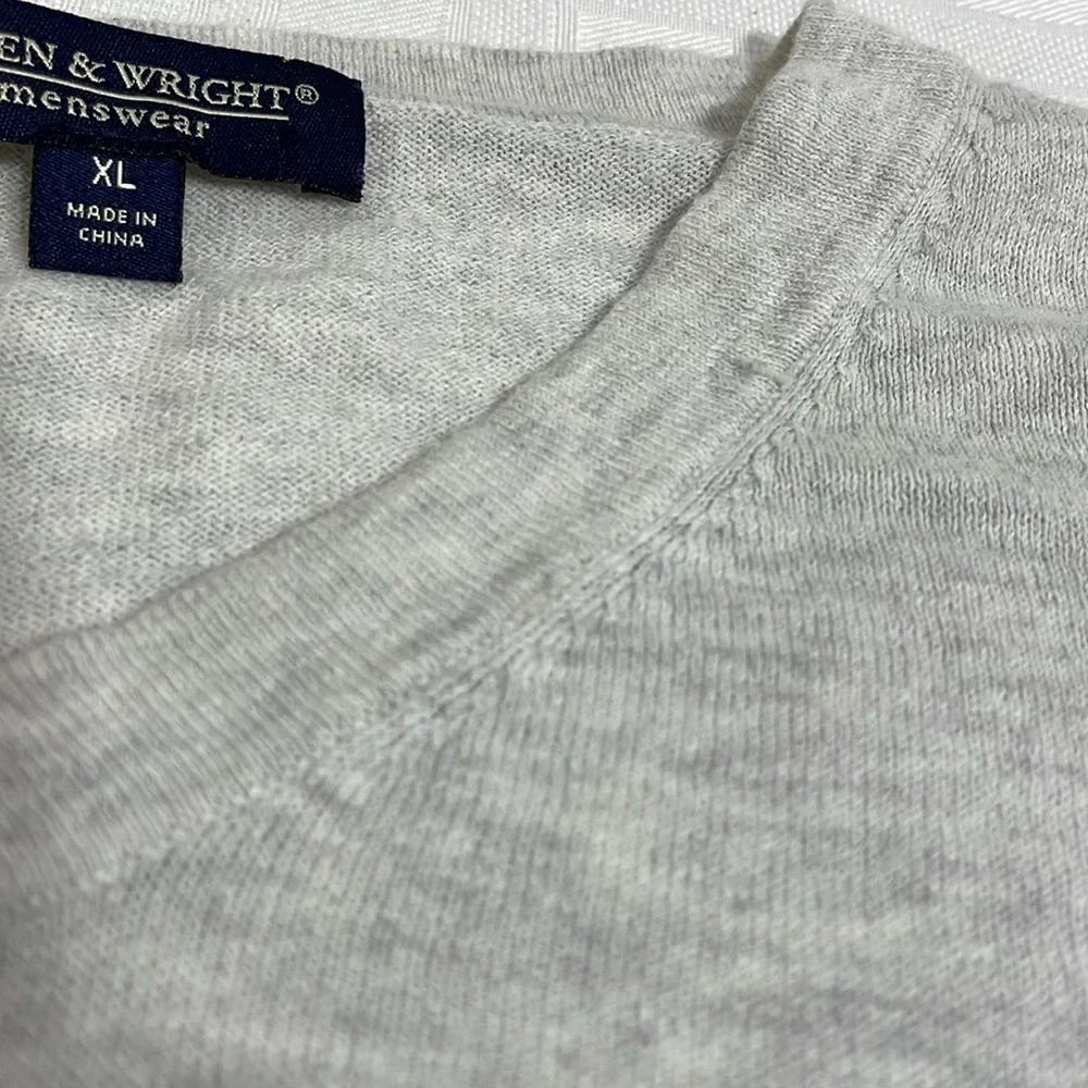 Bowen & Wright V Neck Wool Blend Sweater Men's Size XL